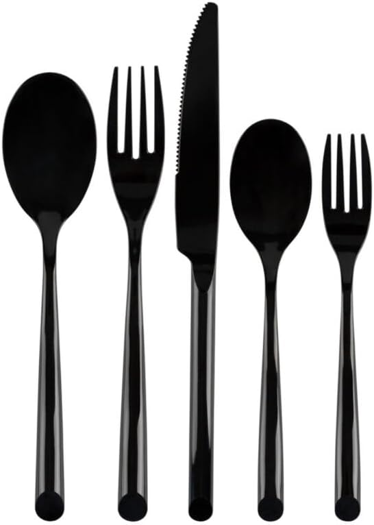 Disposable Black Flatware Set 5-in-1 - Elegant, Durable, and Lightweight Cutlery for