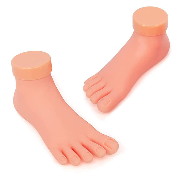 krofaue Practice Fake Foot Model, 1 Pair Flexible Soft Silicone Prosthetic Tool for Nail Tips Art Training