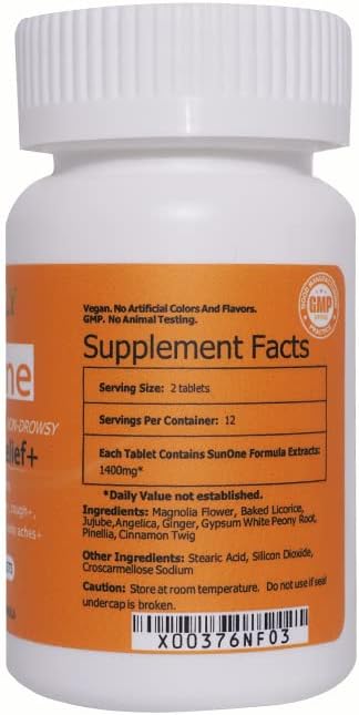 SunOne Herbal Supplements for Cold & Flu Relief, Non-Drowsy