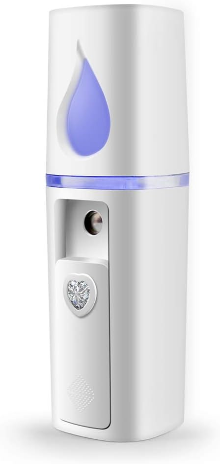 Portable Nano Facial Mister - Mini Facial Steamer with Mirror & 20ml Visual Water Tank (White)