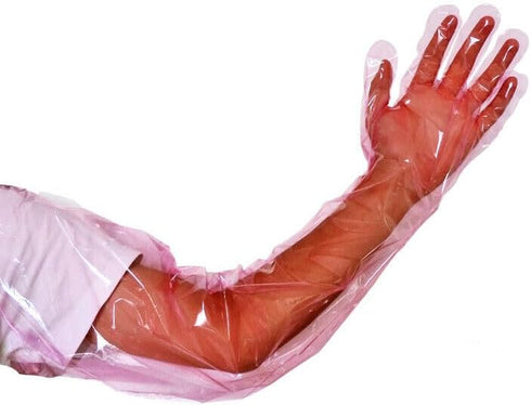 50pcs Disposable Long Plastic Gloves - Veterinary Insemination Gloves, Full Arm Long Sleeve