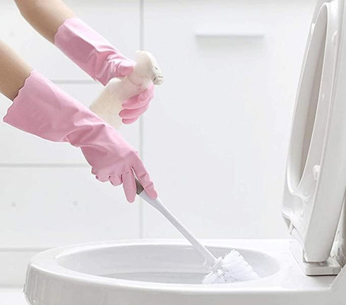 Alimat PluS 1 Pack Reusable Cleaning Gloves - Latex Free Dishwashing Gloves with Cotton Flock Liner, Waterproof