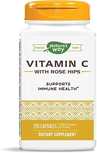 Nature's Way Vitamin C-500 with Rose Hips - 1000 mg per Serving, 250 Capsules, Pack of 2