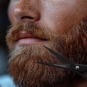Professional Mustache & Beard Scissors - Small Sharp Stainless Steel Shears for Men, Precision Trimming (5.5 Inch,