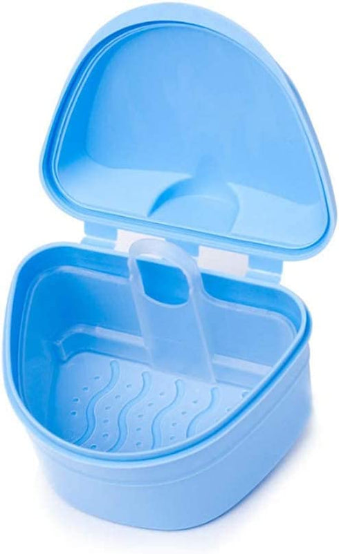 Y-Kelin Denture Retainer Cleaner Kit - Denture Cleaning Case with Denture Brush (Blue)