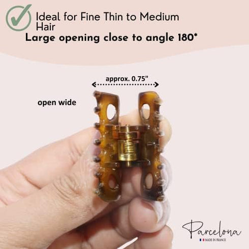 Parcelona Very Small French Classic Claw Clips Set of 3, 1 1/2" Hair Jaw Clips for Girls, Durable Styling Accessories