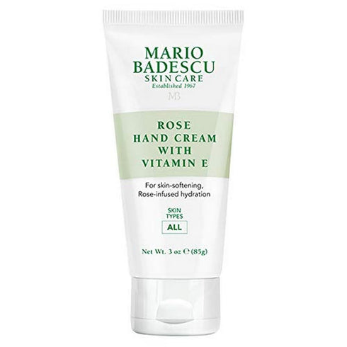 Mario Badescu Rose Hand Cream with Vitamin E, Non-Greasy, Fast-Absorbing for Dry Hands, 3 Oz