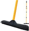Pet Hair Removal Push Broom with Squeegee, Soft Silicone Bristle, Long Handle, Non-Scratch Carpet Sweeper Brush (Orange)