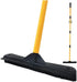 Pet Hair Removal Push Broom with Squeegee, Soft Silicone Bristle, Long Handle, Non-Scratch Carpet Sweeper Brush (Orange)