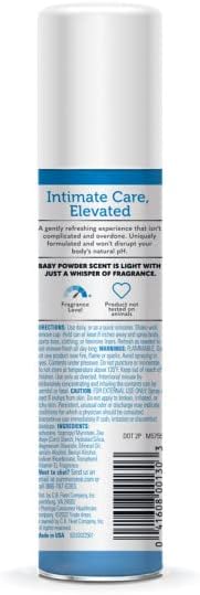 Summers 2 (Pack 1) Eve Baby Powder Feminine Freshening Spray, Daily Gentle Intimate Deodorant, Neutralizes Odor, pH