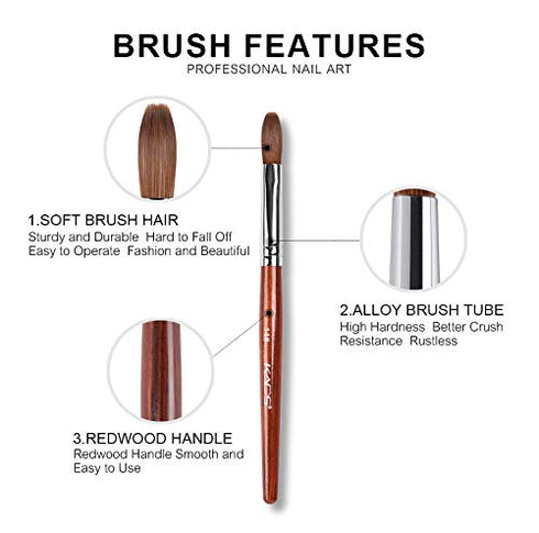 KADS Kolinsky Sable Acrylic Nail Art Brush | Red Wood Pen Nail Brush | 14# for Nail Art Manicure Tool