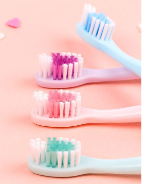 Cute Individually Packaged Toothbrush Set, Compact Head, Purple, 3 Count
