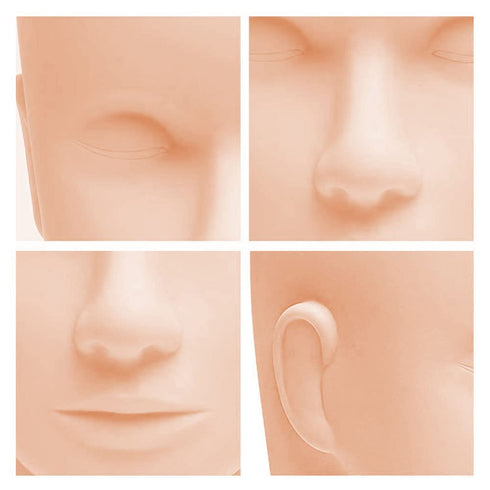 Practice Training Lash Mannequin Head for Make Up and Lash Extension, Soft-Touch Rubber Doll Face Head, Easy to Clean