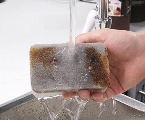 5 Pcs Heavy Duty Dual-Sided Scrub Sponges for Kitchen, Multi-Use Deep Cleaning (Grey White)