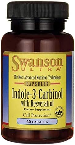 Indole-3-Carbinol I3C (60 200mg (2 Pack) Swanson with Resveratrol - Supplement Promoting Cellular Protection - Natural