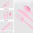 UTXHWL 120 Pack Set, (40 Pink Plastic Silverware Disposable Forks Spoons Knives Each), Heavy Duty Cutlery for Princess