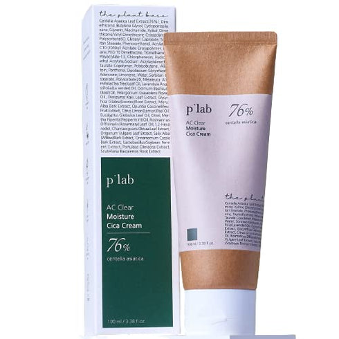 THE PLANT BASE AC Clear Moisture Cica Cream, 100ml / 3.38 Fl oz | Korean Skincare, Centella asiatica 76%