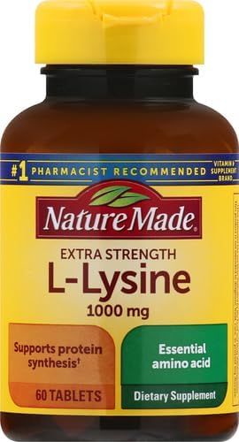 Nature Made Extra Strength L-Lysine 1000 mg Tablets, 60 Count for Protein Synthesis