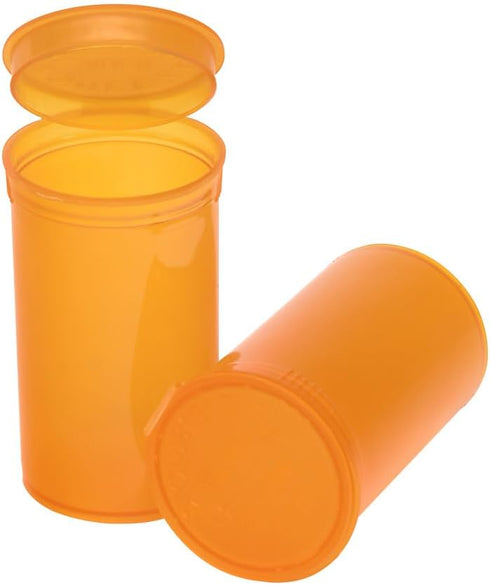 Transparent Airtight 19 Dram Pop Top Plastic Pill Bottles for Supplements, Vitamins, Herbs, Pack of 12