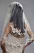 Kercisbeauty Wedding Bridal Lace Veil with Hair Comb, Double Layer Appliques Edge, Ivory