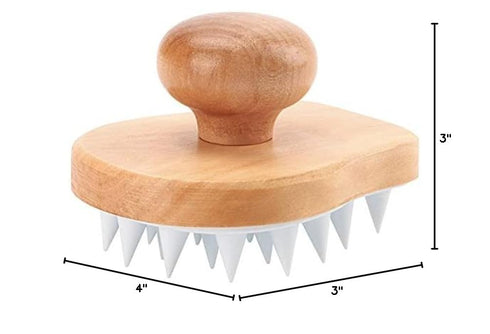 Scalp Massager Shampoo Brush, Wooden Wet and Dry Hair Scalp Care Brush, Exfoliator with Soft Silicone Bristles