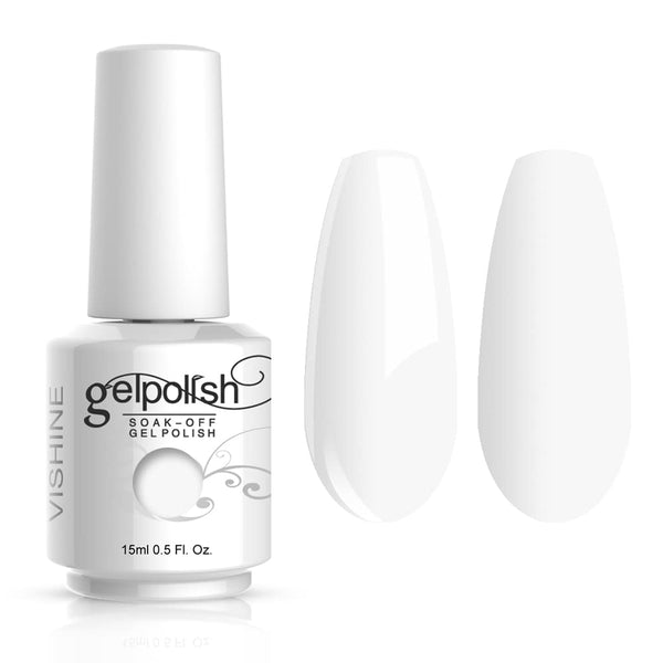 Vishine Gelpolish Professional UV LED Soak Off Varnish, Color Gel Nail Polish, Pure White (1433)
