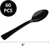 9 Inch Plastic Spoons, Disposable, 60 Count, Heat Resistant, Heavy Duty Bulk Serving Utensils Set, Food Safe Material, BPA Free, Black