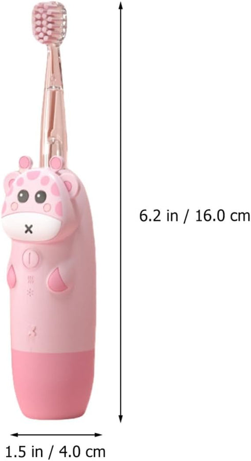 HAMPPLIES Set 4Pcs Electric Toothbrush with Pink Deer Sonic Toothbrush Heads USB Rechargeable Tooth Cleaner