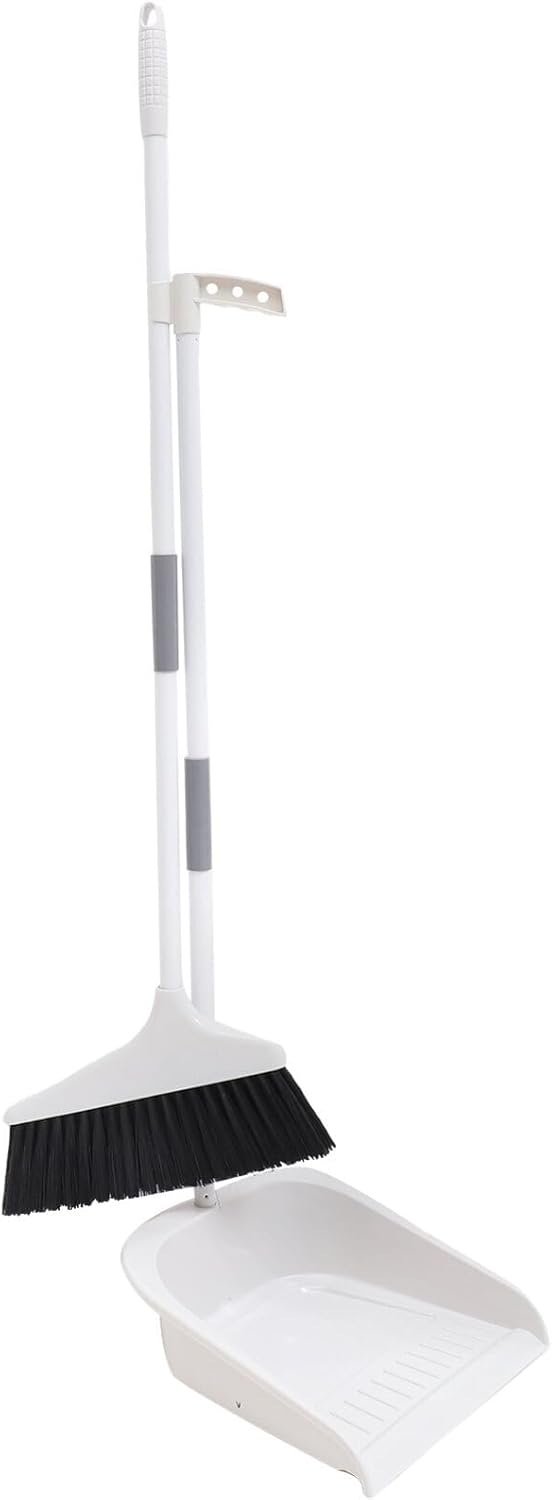 KALLORY Broom and Dustpan Set, Dust Pan and Broom Combo for Floor Cleaning, Long Handle for Indoor Outdoor Use
