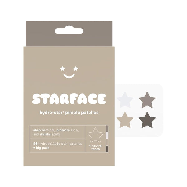 Starface Earth Star BIG PACK: Hydrocolloid Pimple Patches, Absorb Fluid and Reduce Redness, Cute Star Shape, 4 Neutral