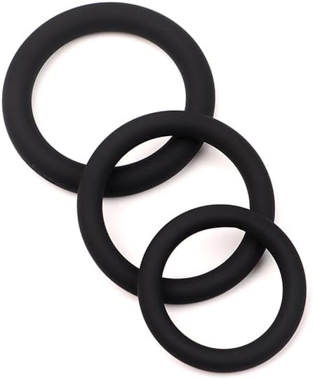 JESHVA Set 3 1.26-1.6 inch Silicone Penis Ring for Men, including Sizes (Black)