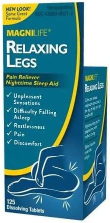 MagniLife Relaxing Legs, Natural Sleep Aid and Pain Reliever, 125 Quick Dissolve Tablets