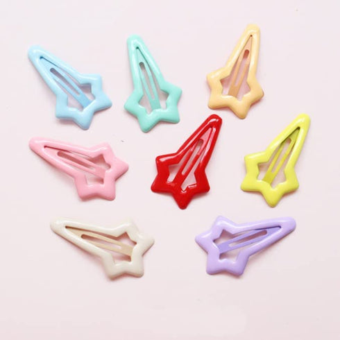 HLLMX 10 PCS Colorful Stars Duckbill Clip Hair Clips, Non-slip Metal Hair Barrettes for Kids Teens Women
