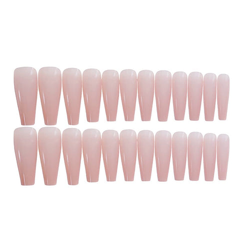 RikView Extra Long Pink Acrylic Nails, Coffin Nail Tips, Glossy Fake Nails (Pink)