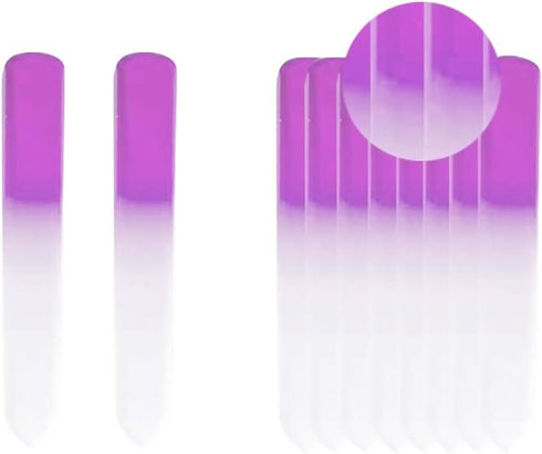 SIUSIO 30PK Professional Glass Nail Files, Czech Short Crystal Buffers for Natural Nails - Purple, Pink & Blue