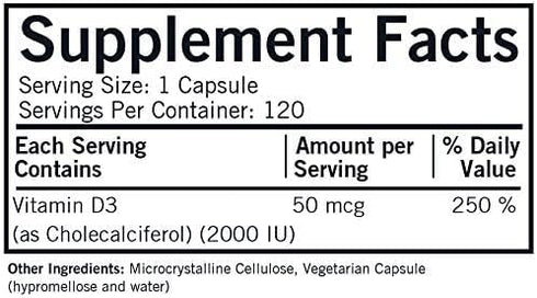 Kirkman - Vitamin D3 1000 IU - 120 Capsules - Supports Immune Health - Helps Build Strong Bones - Hypoallergenic