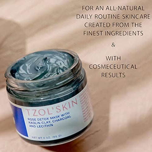 TZOL'Skin Rose Detox Mask, Clarifying Clay Mask for Pores and Blackheads, Vegan