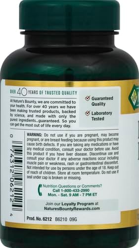Nature's Bounty Red Yeast Rice Pills, 600mg, 120 Capsules, Herbal Health Supplement