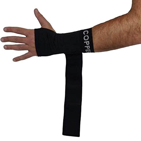 COPPER HEAL Adjustable Long WRIST Brace Compression Sleeve Wraps for Right & Left Hands, Short Sleeves Recovery Support