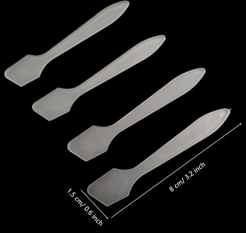 Translucent Frosted Tip Makeup Spatula, Mini Cosmetic Mask Spoon for Mixing, 100 Pack