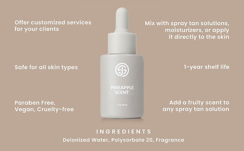 SJOLIE Sunless Tanning Additive - Pineapple Scent Drops to Enhance Spray Tan or Self Tanners, 1oz