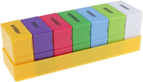 Luzhengyang 7 28 Multi-Color Day Pill Box Organizer Case, Weekly Tablet Storage for AM PM Medication, Travel Carry