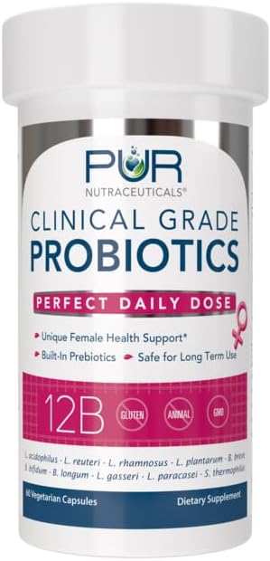 Woman's Clinical Grade Probiotics - 12 Billion CFUs/Serving, 10 Strains, 60 Daily Capsules, 2 Month Supply