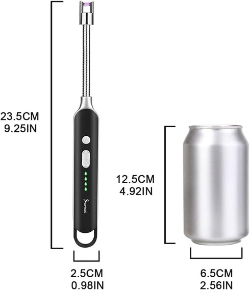 SUPRUS Electric Rechargeable Arc Lighter - Long Flexible Neck USB Lighter for Candle Cooking, Black