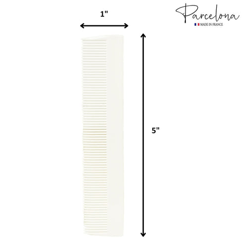 Parcelona French Grooming Combo, 6" White Celluloid Baby Brush and Comb for Girls and Toddlers Hair Styling