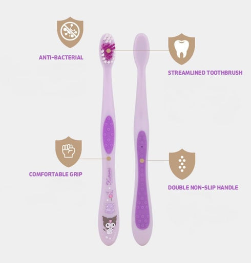 Cute Individually Packaged Toothbrush Set, Compact Head, Purple, 3 Count