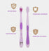 Cute Individually Packaged Toothbrush Set, Compact Head, Purple, 3 Count