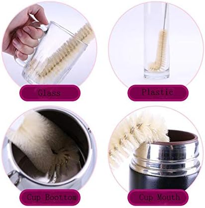 UPSTORE 16.5inch Long Handle Bottle Cleaning Brush Cleaner with Soft Boar Bristles Feeding Bottles Scrubber Washing