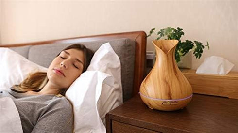 UVUBXT 14 Essential Oil Diffuser Tulip Light Wood Diffuser LED Advanced Cool Mist Humidifier Color LED Night Light
