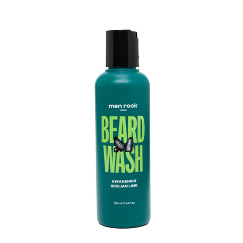 Men Rock Awakening Beard Wash - Hair Growth Stimulating, Moisturising & Softening, Zesty Sicilian Lime & Caffeine,